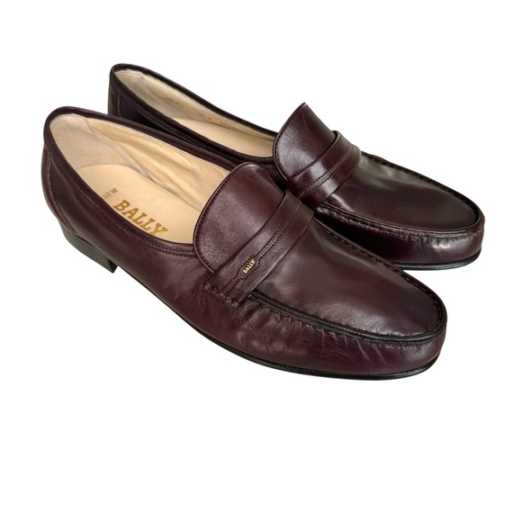 🆕 Bally Men’s Loafers Burgundy Italian Leather - Picture 3 of 11
